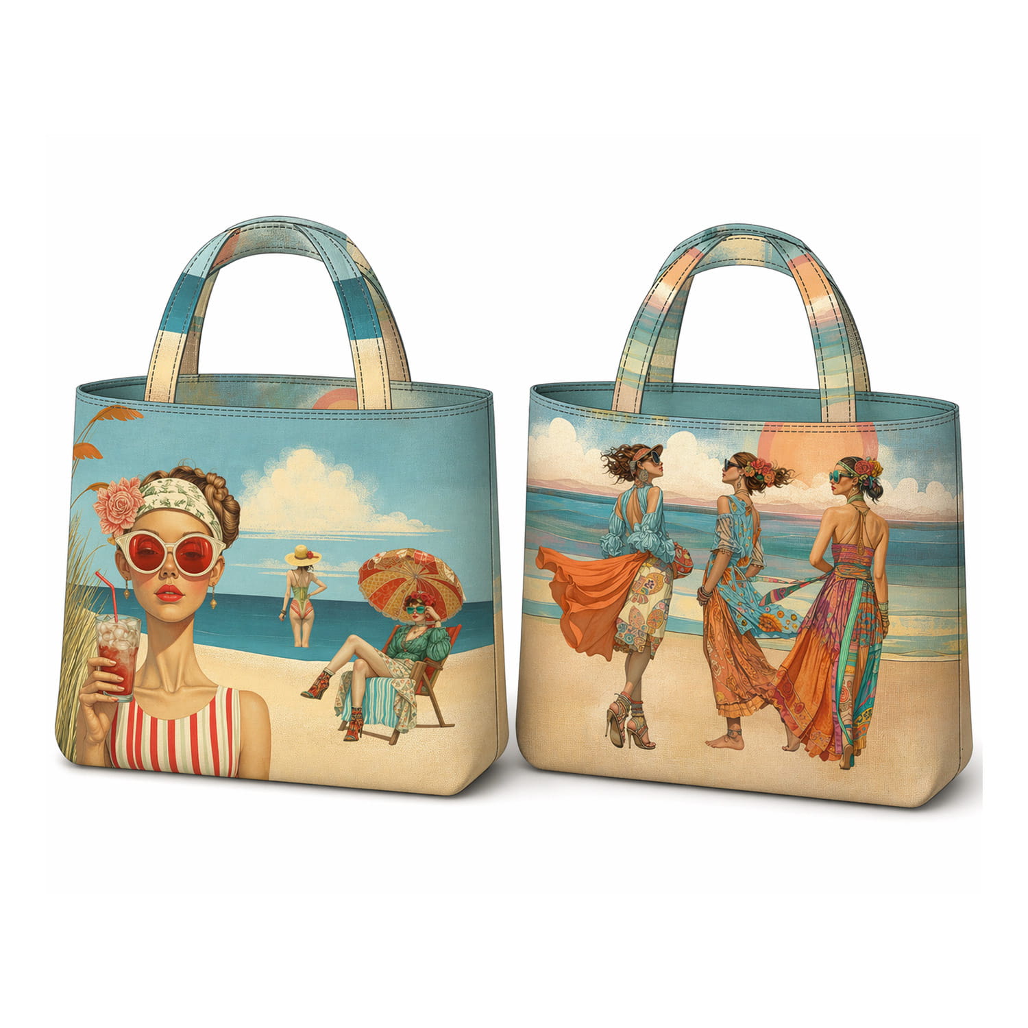 Canvas Panel "Beach Ladies" von Stenzo 125x150 cm