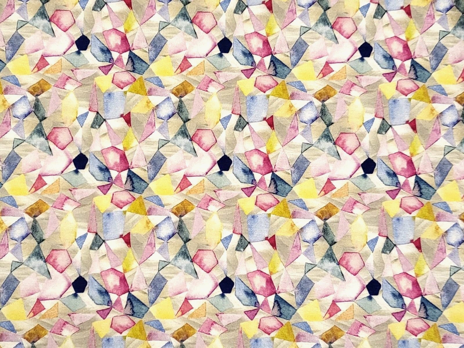 Viskosejersey mit geometrischen Formen - ecru/bunt
