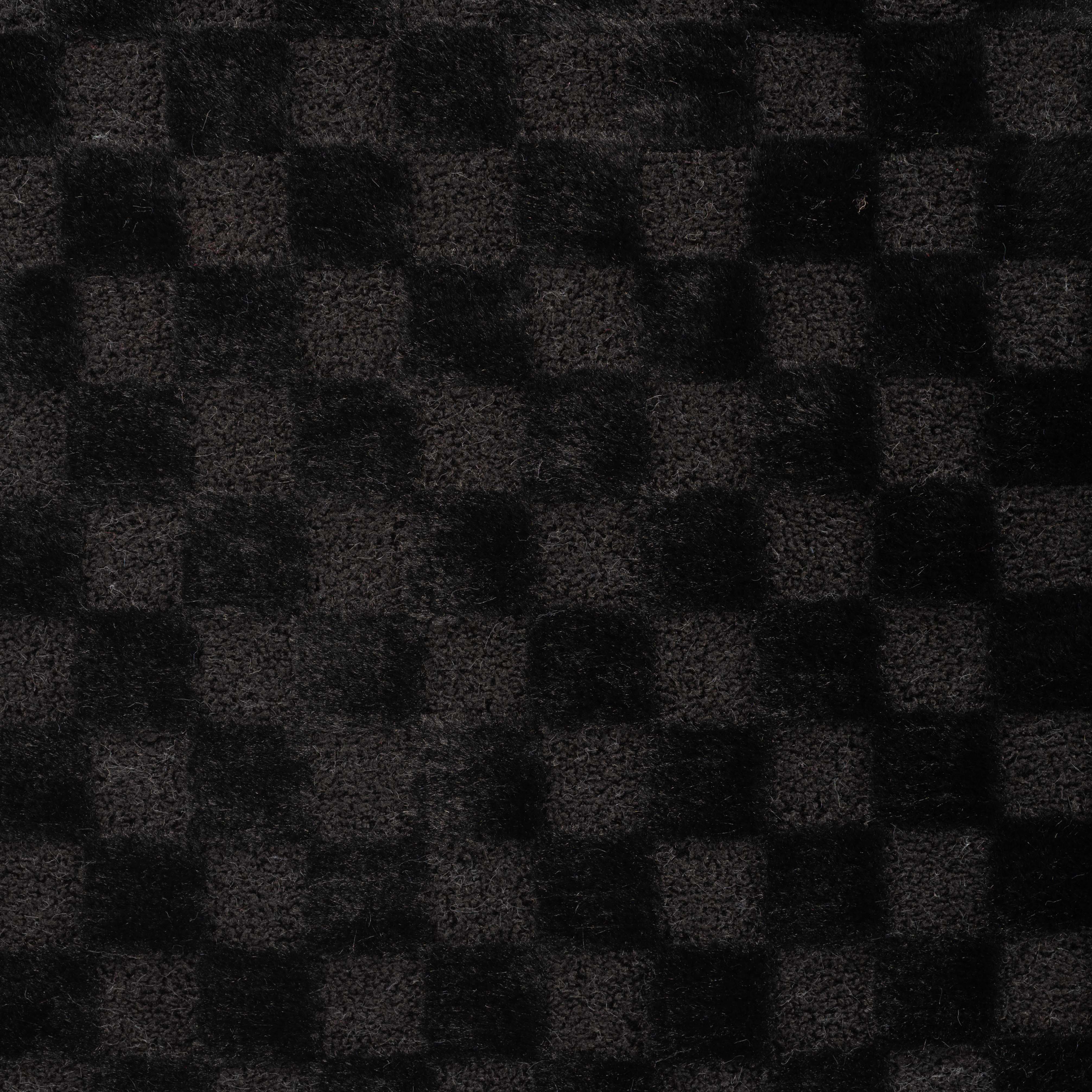 Boucle-Fell „High Low Checked" schwarz (Q690)