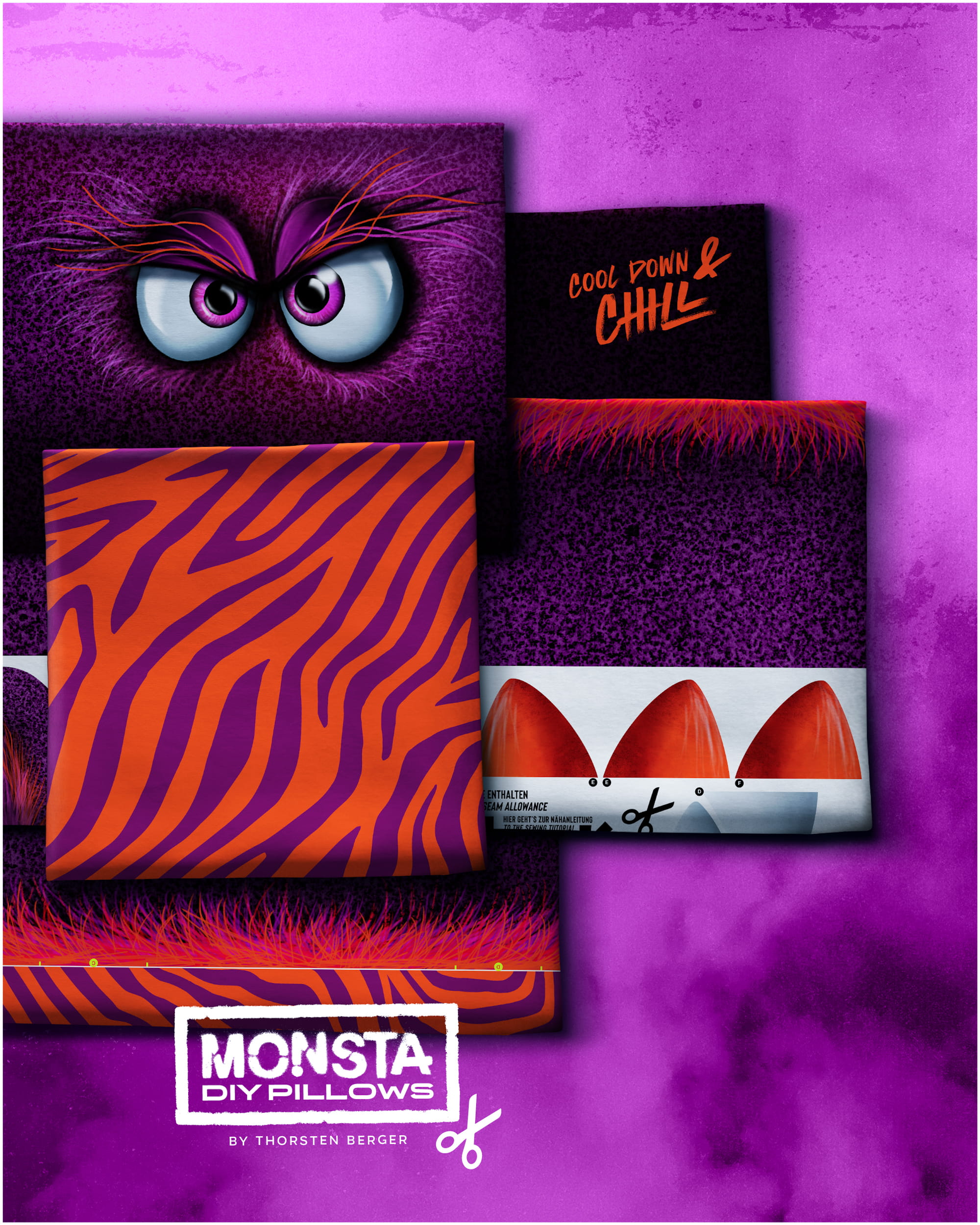 Kissen Panel "Monsta Pillows" by Thorsten Berger - lila