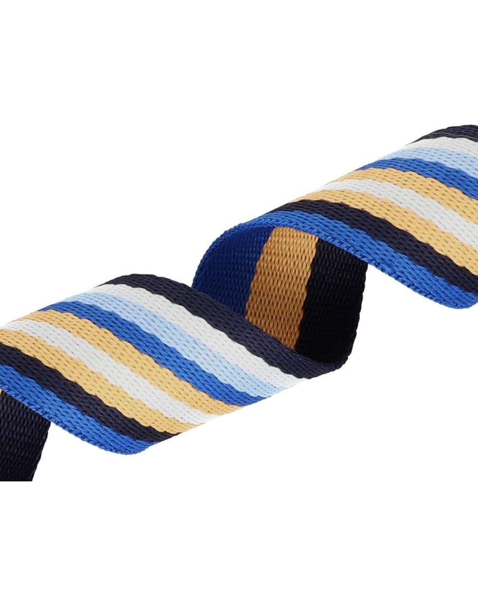 Gurtband Polycotton 38mm Streifen - dunkelblau/hellblau/blau/weiß/gelb